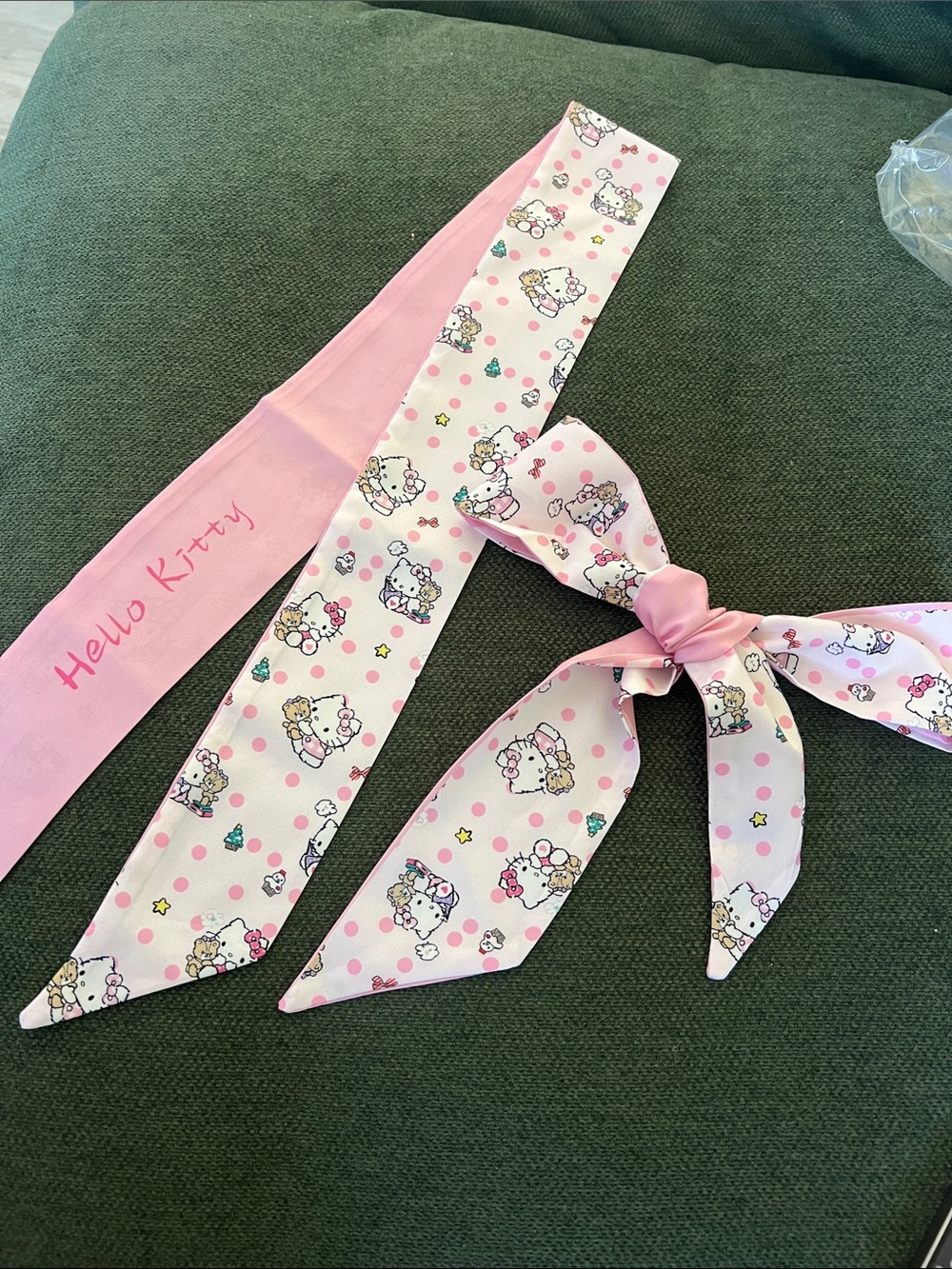 Hello Kitty twilly Pink Printed Bow Hair Scarf for Kids